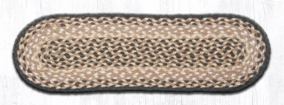 Earth Rugs Chocolate and Natural Oval Stair Tread 27"x8.25" Eco-Friendly Step Cover