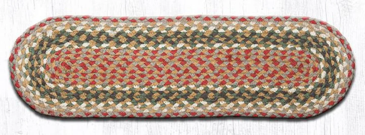 Earth Rugs Olive Burgundy Gray Oval Stair Tread – 27"x8.25" Braided Jute Durable Accent