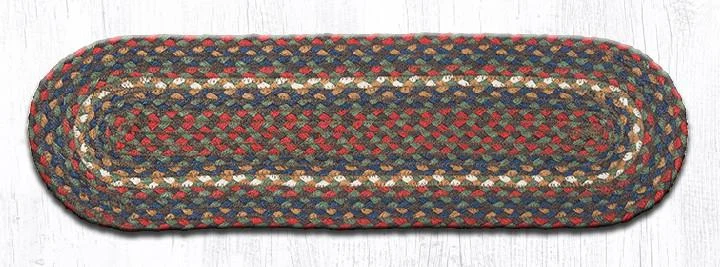 Earth Rugs C-40 Burgundy/Gray Oval Stair Tread 27" x 8.25" (Set of 13)