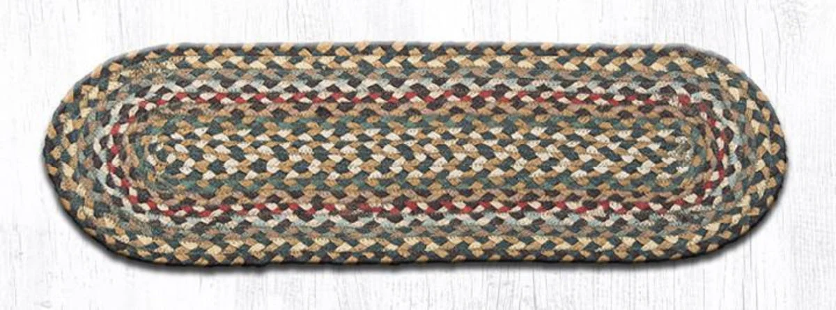 Earth Rugs Fir/Ivory Jute Oval Stair Tread 27"x8.25" Eco-Friendly Home Accent