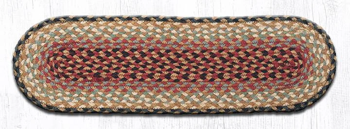 Earth Rugs C-57 Burgundy/Gray/Cream Oval Stair Tread 27"x8.25" (Set of 13)
