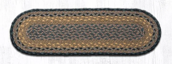 Earth Rugs C-99 Brown/Black/Charcoal Oval Stair Tread 27"x8.25" (Set of 13)