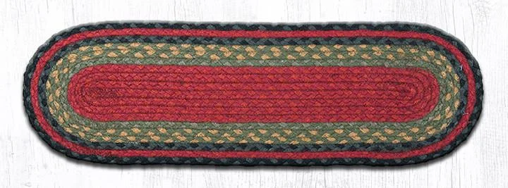 Earth Rugs C-238 Burgundy/Olive/Charcoal Oval Stair Tread 27"x8.25" (Set of 13)