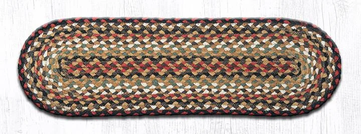 Earth Rugs C-319 Burgundy/Mustard/Ivory Oval Stair Tread 27``x8.25``(Set of 13)