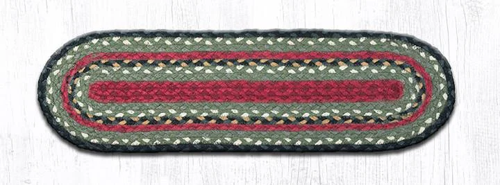 Earth Rugs C-338 Burgundy/Olive/Charcoal Oval Stair Tread 27"x8.25" (Set of 13)