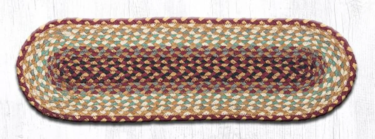 Earth Rugs Burgundy/Gray/Cream Oval Braided Stair Tread – Durable & Rustic 27"x8.25"