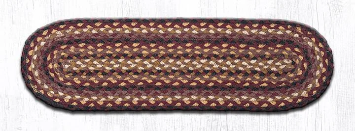 Earth Rugs C-371 Black Cherry/Chocolate/Cream Oval Stair Tread 27"x8.25" (Set of 13)