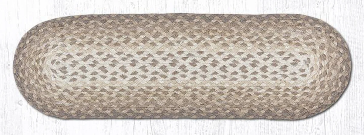 Earth Rugs Natural Oval Stair Tread 27"x8.25" – Braided Cotton Stair Protector