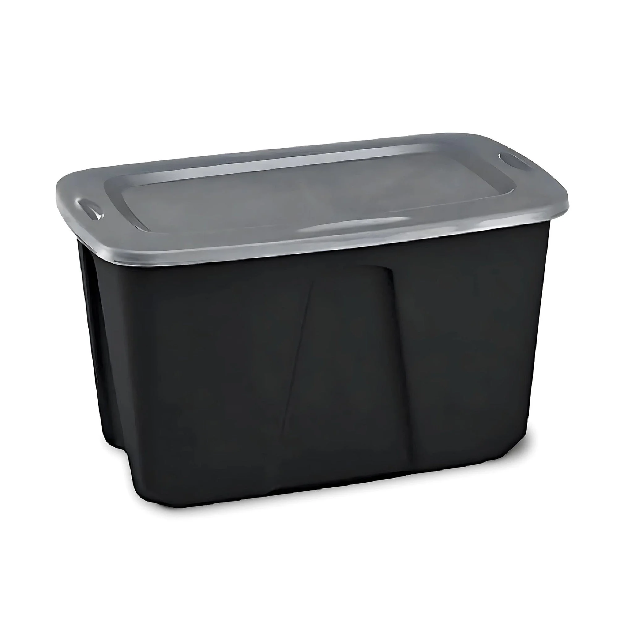 Homz 6630BKTS.06 32 Gallon Durable Molded Plastic Storage Bin w/ Lid, Black/Gray