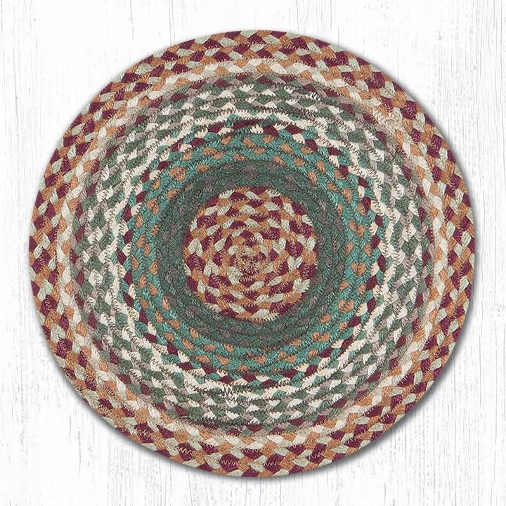 Earth Rugs CH-413 Buttermilk/Cranberry Jute Chair Pad 15.5``x15.5``