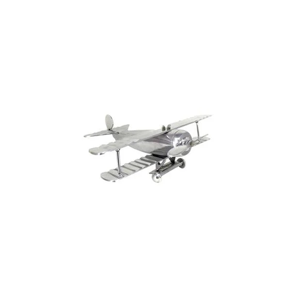 Benzara 19 Inch Contemporary Metal Biplane Sculpture, Silver
