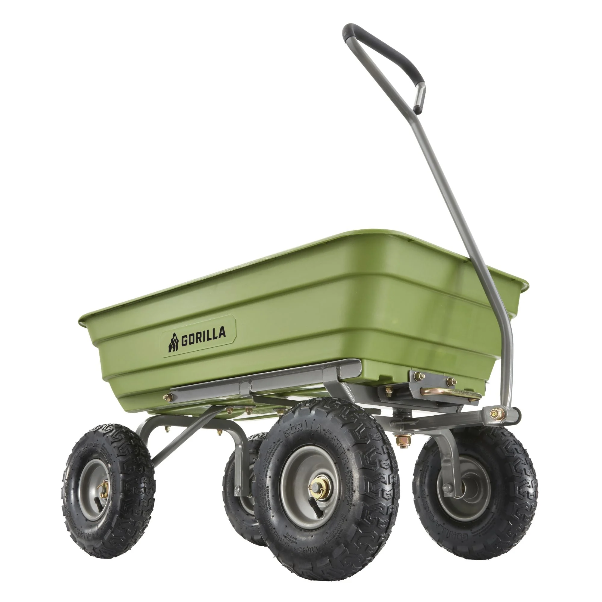 Gorilla Carts Heavy Duty Poly Yard Dump Cart, Lawn & Garden Wagon, 600 Lb, Green