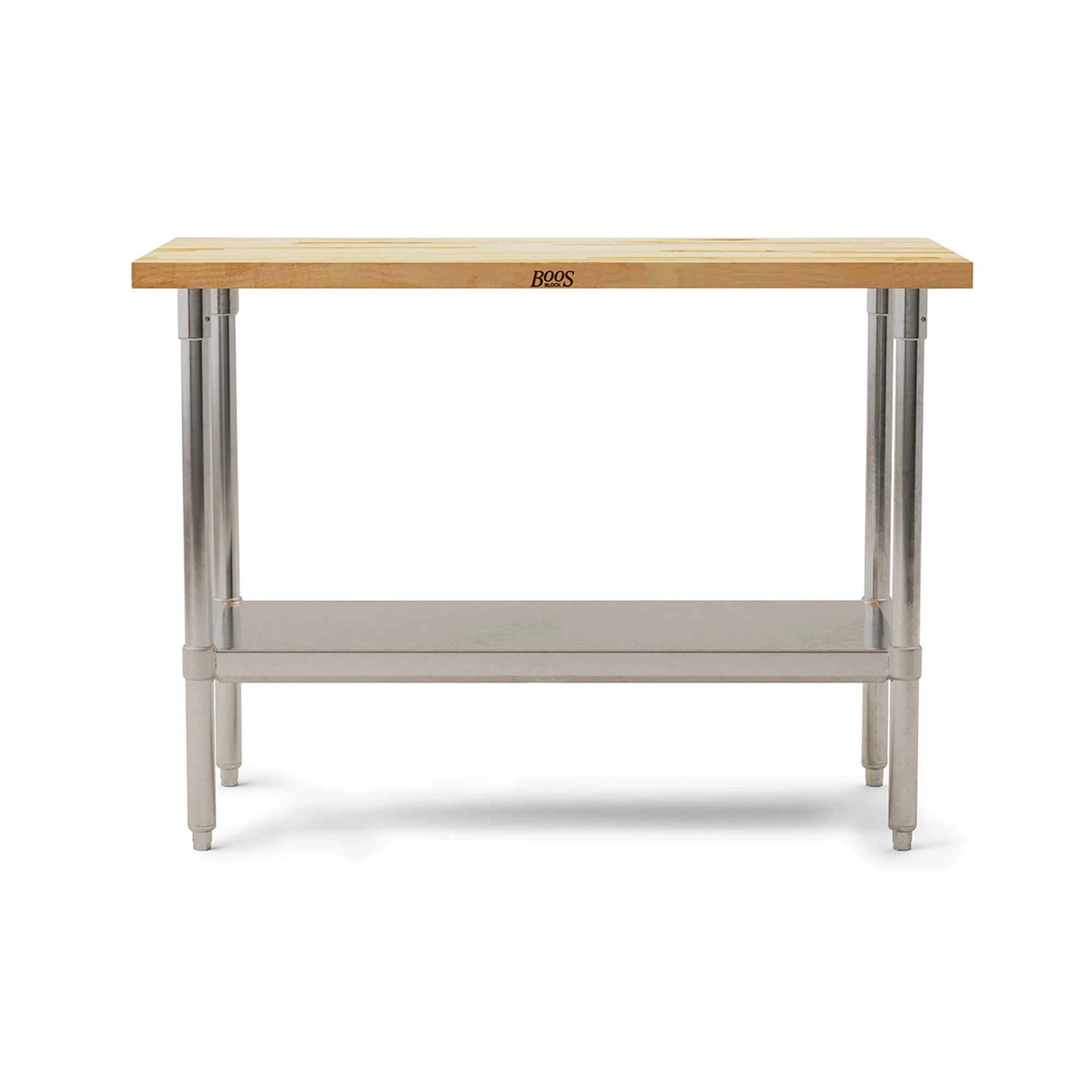 John Boos Maple Wood Top Work Table with Adjustable Lower Shelf, 48 x 30 x 1.5"