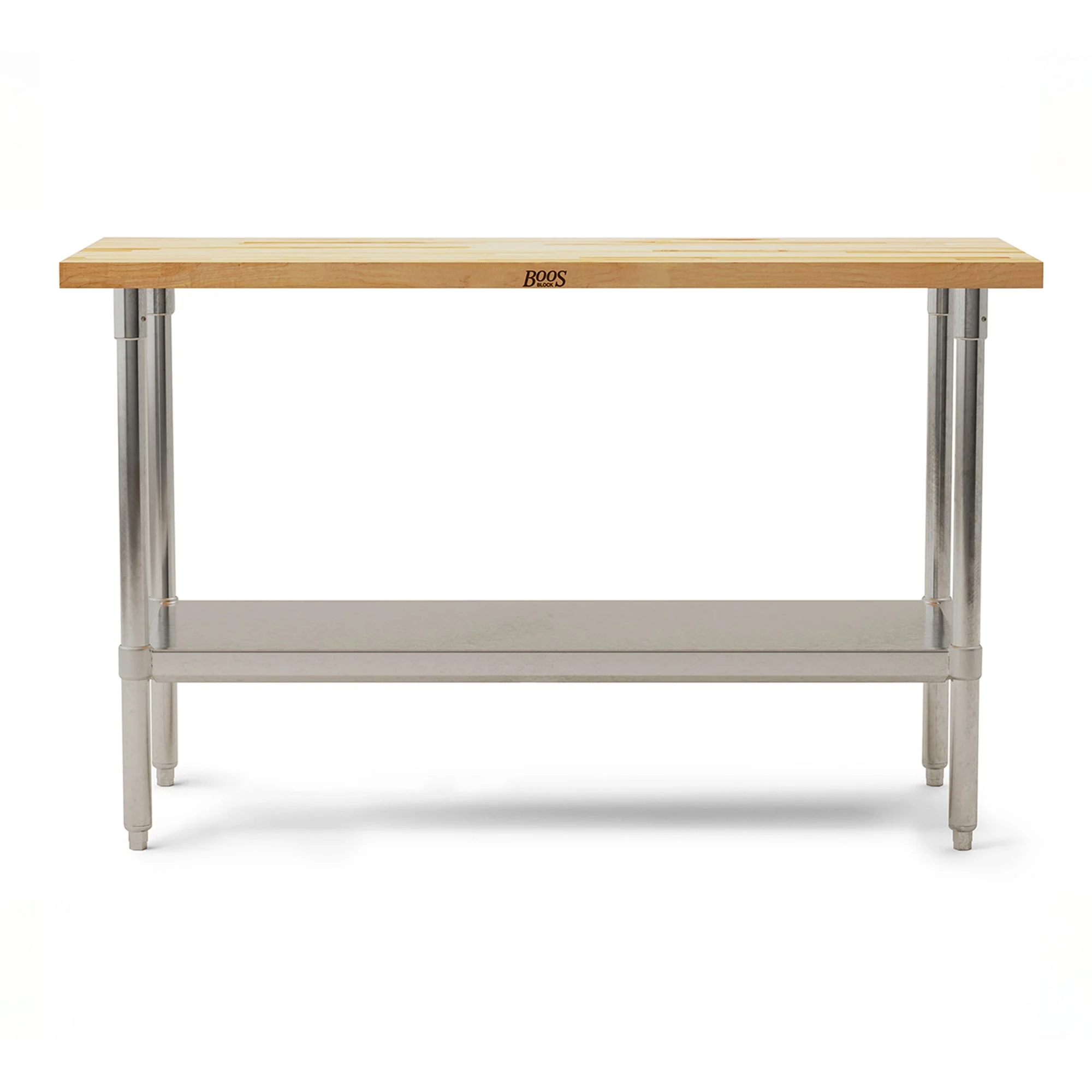 John Boos Maple Wood Top Work Table with Adjustable Lower Shelf, 60 x 30 x 1.5"