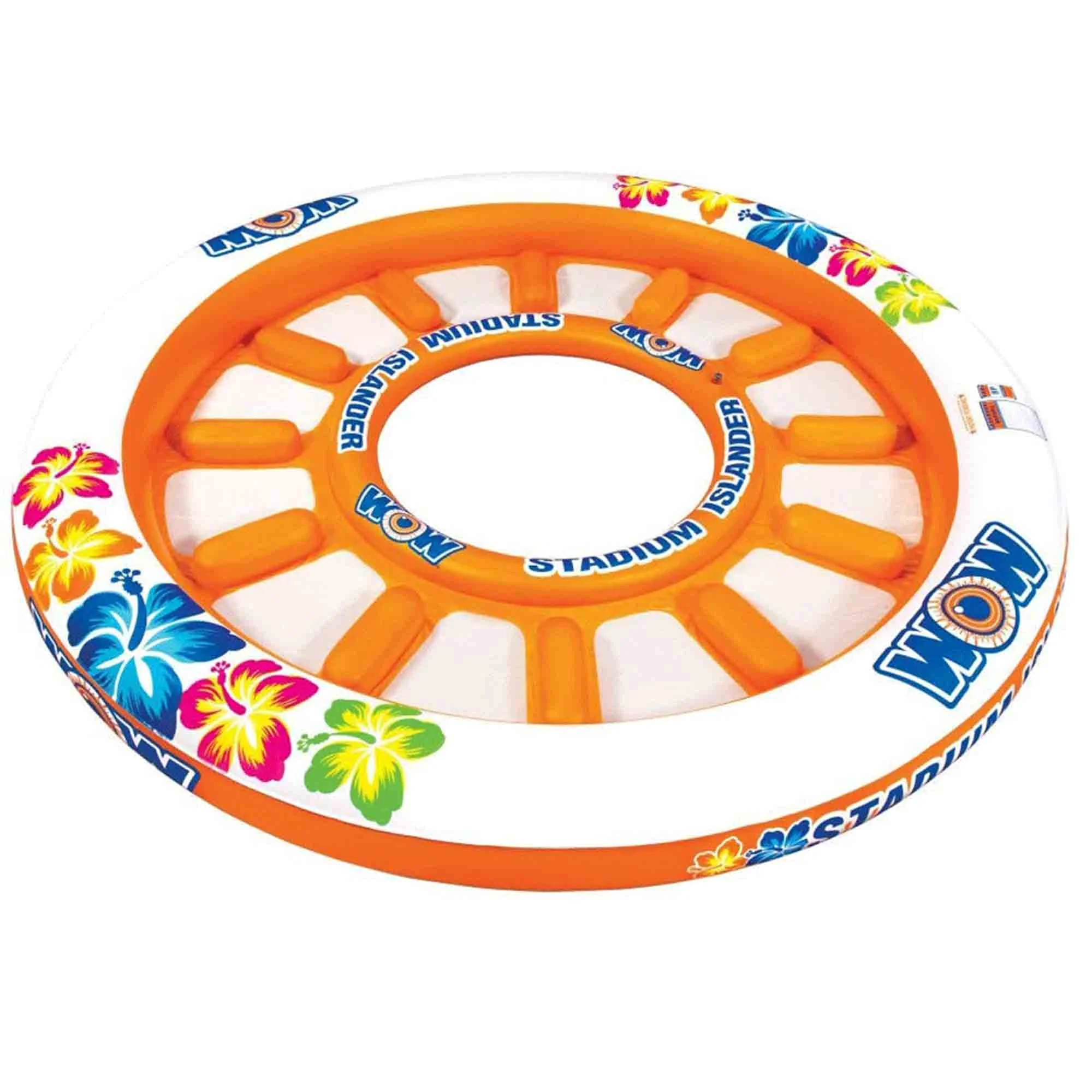 WOW Watersports 12 Person Inflatable Stadium Island Water Float for Lake, Orange
