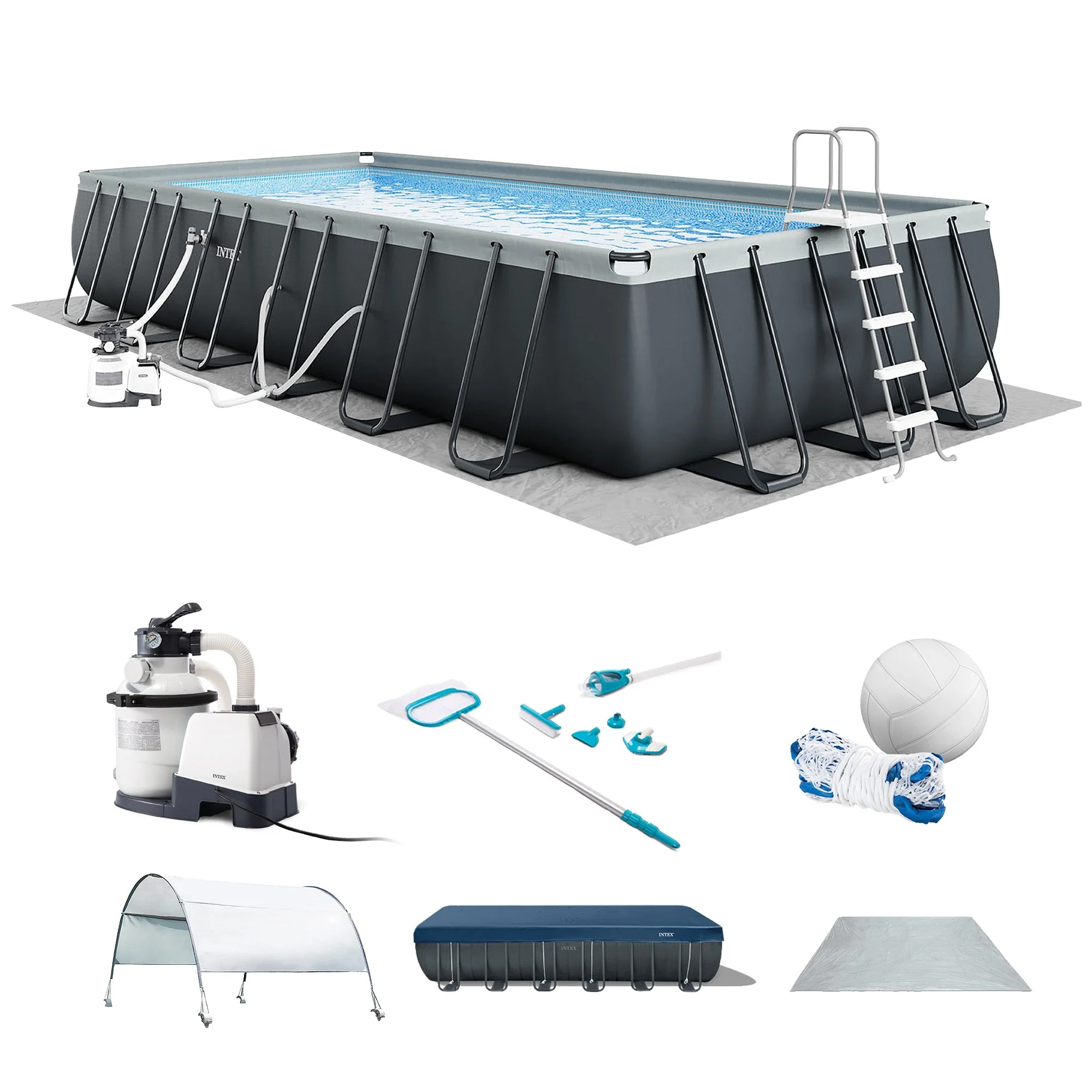 INTEX 26367EH 24' x12' x52" Rectangular Ultra XTR Frame Swimming Pool with Pump