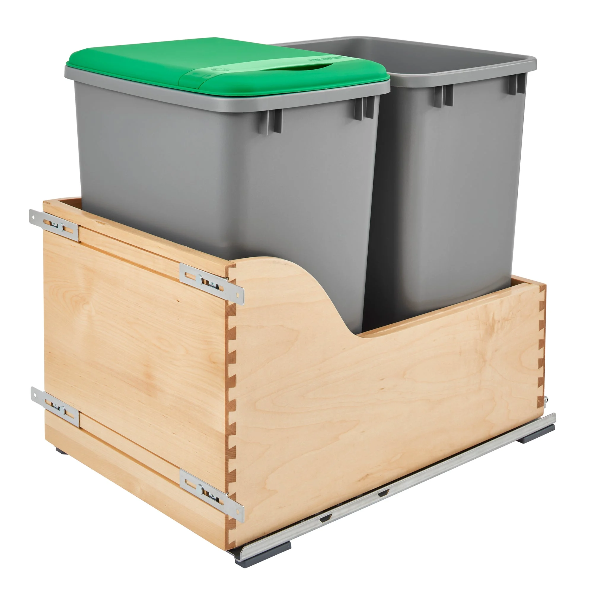 Rev-A-Shelf Double Pullout Trash Can 35 qt. w/ Soft-close, 4WCSC-1835DMND-2