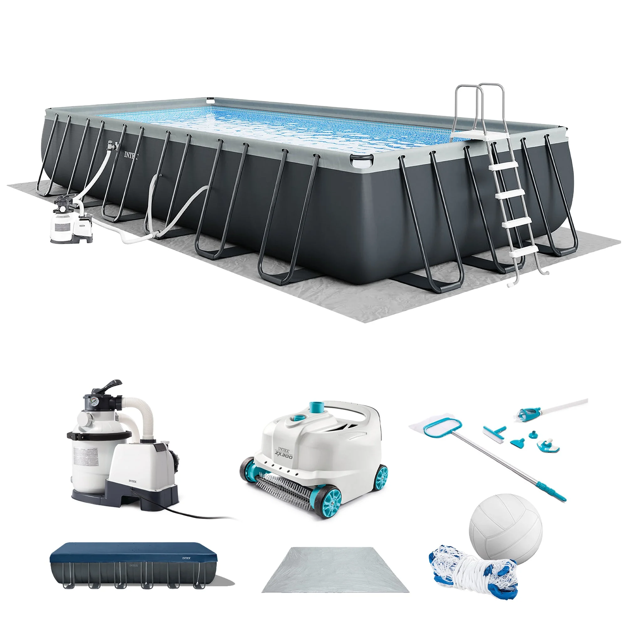 Intex 26367EH 24' x 12' x 52" Ultra XTR Frame Swimming Pool w/ Robot Vacuum