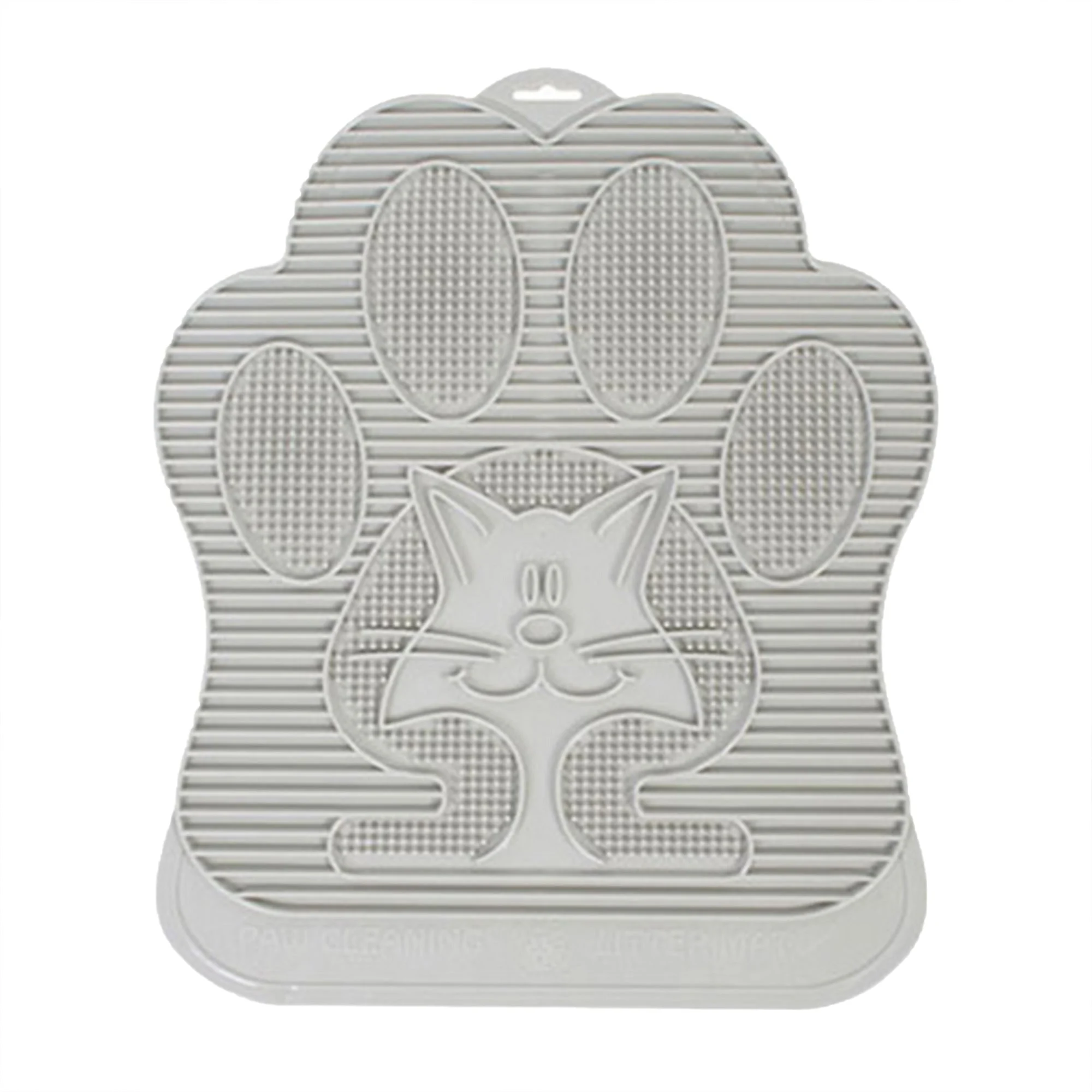 Omega Paw Paw Cleaning Litter Box Mat for Cats, Clean Floor and Carpet, Grey
