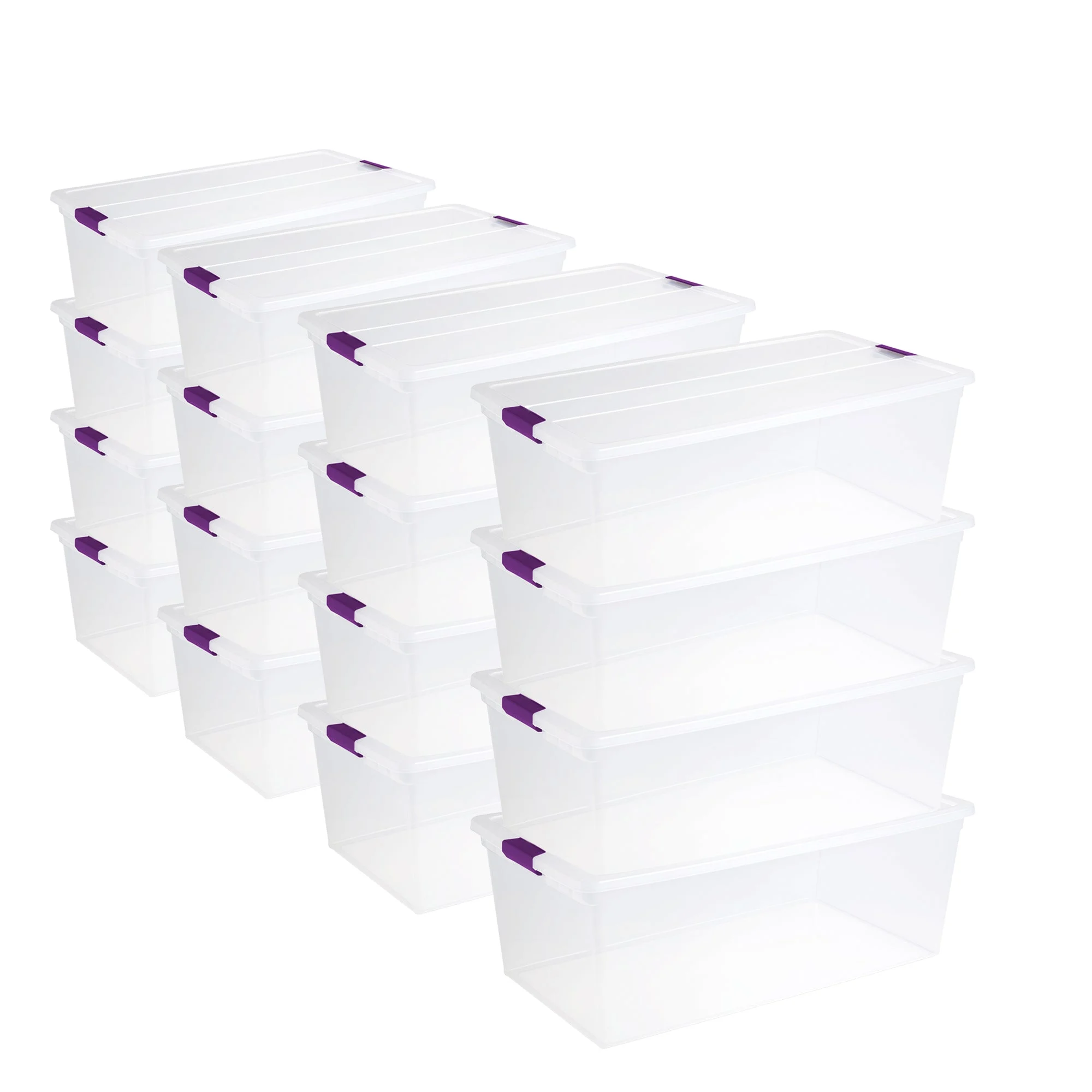 Sterilite 110 Qt Clear Storage Organization Box w/ Secure Latching Lid (16 Pack)