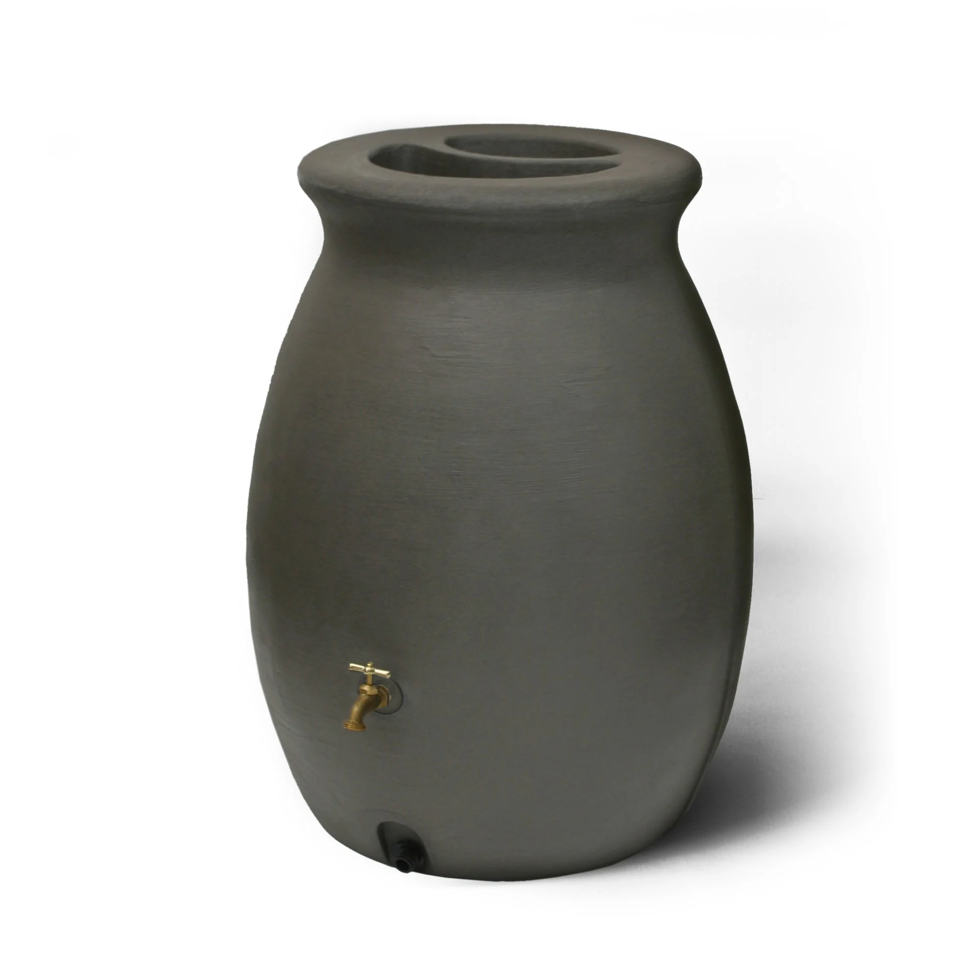 Algreen Castilla 50 Gallon Plastic Rain Water Collection Barrel, Brownstone