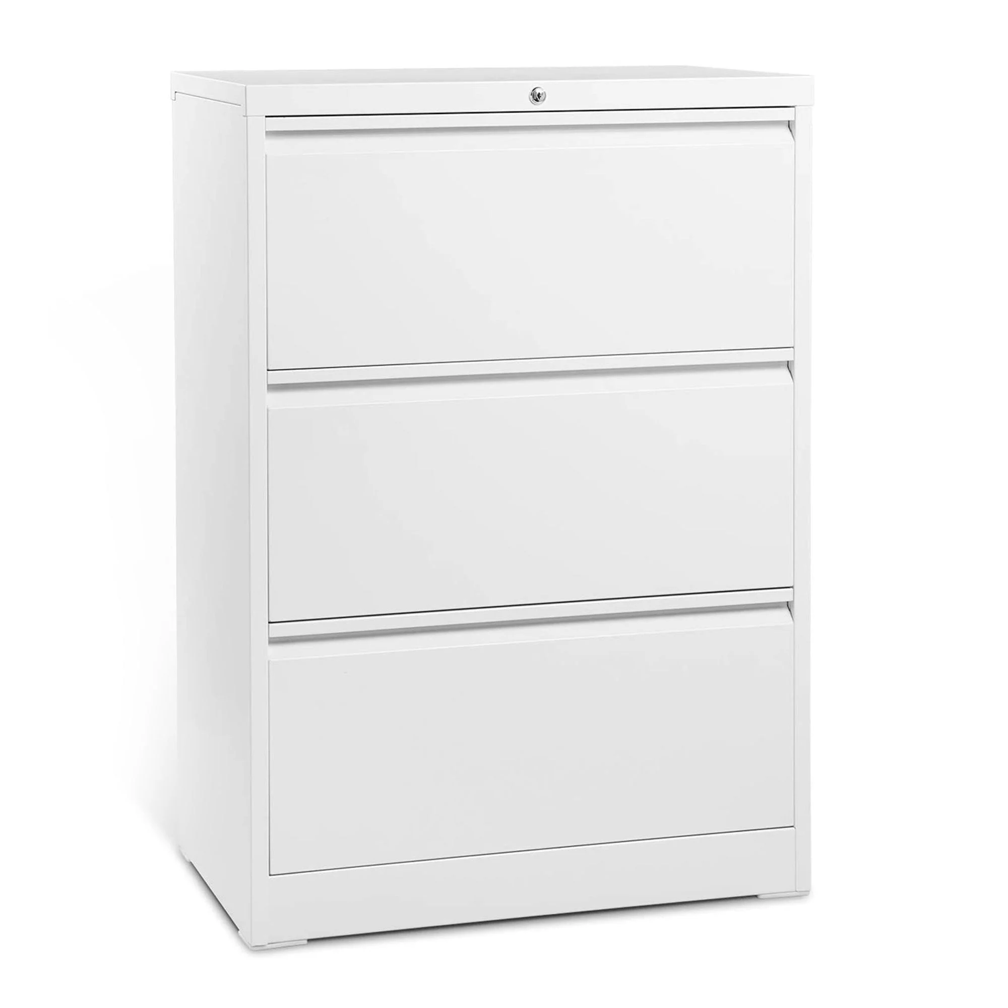 AOBABO 3 Drawer Lateral File Cabinet w/ Lock for Letter/Legal Size Paper, White