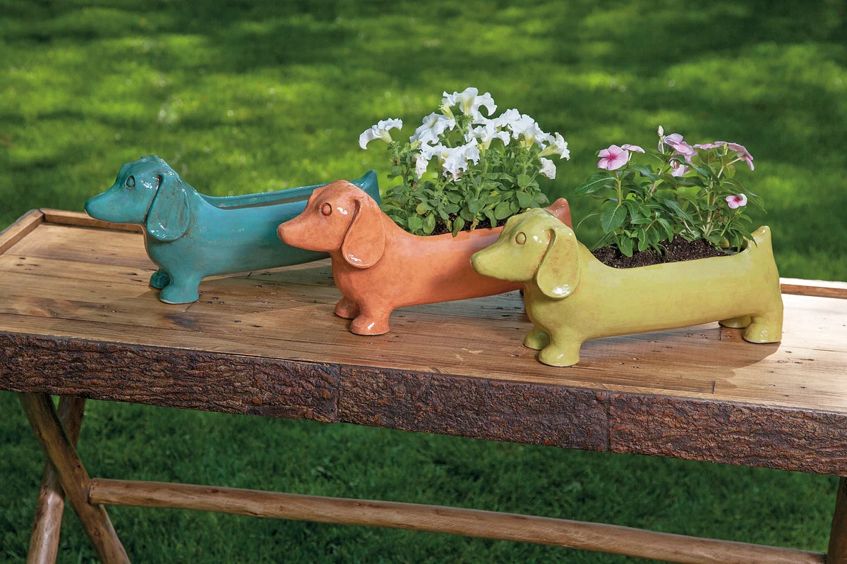 Imax Worldwide Home Dachshund Planters - Ast 3