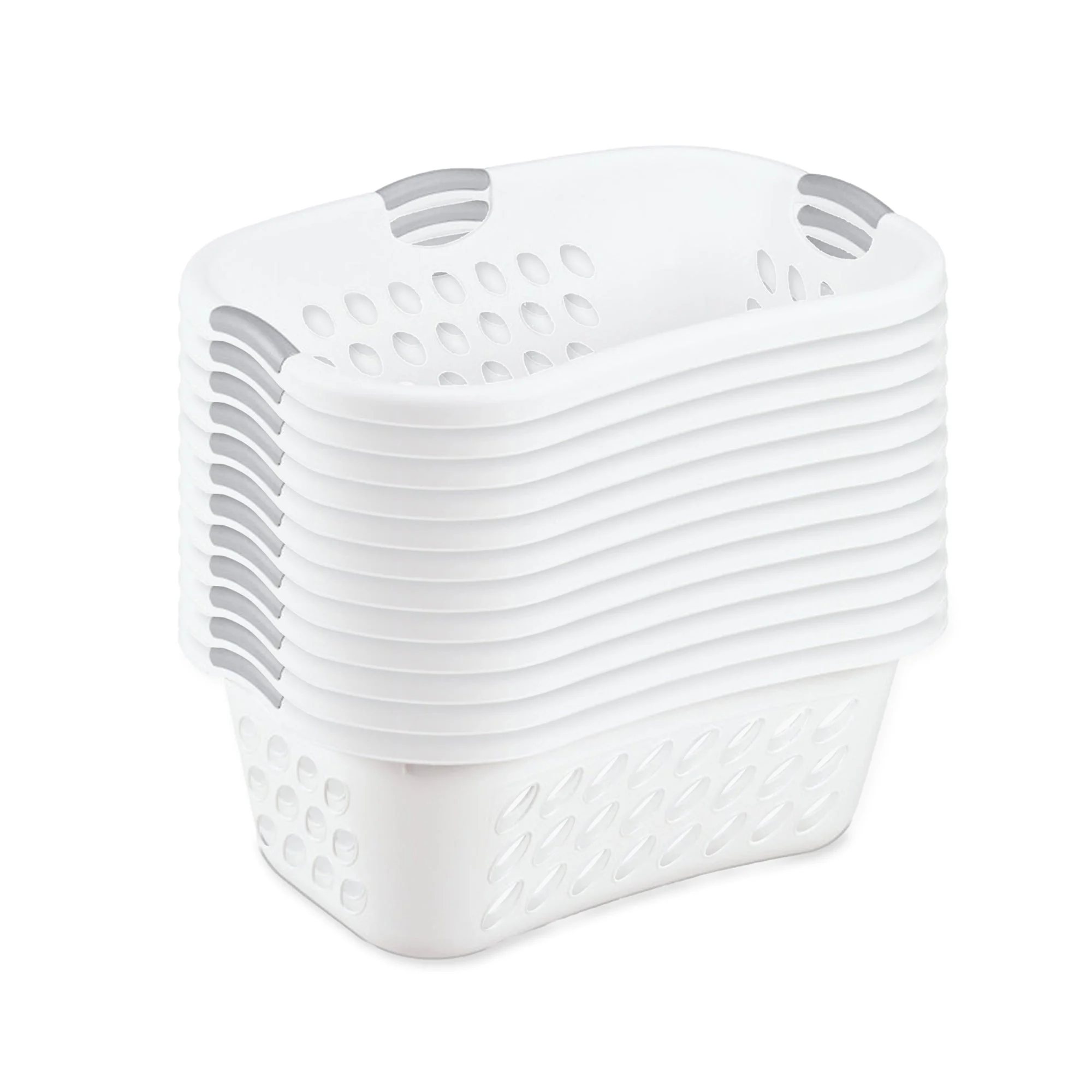 Sterilite Ultra HipHold 1.25 Bushel Plastic Clothes Laundry Basket Bin (12 Pack)