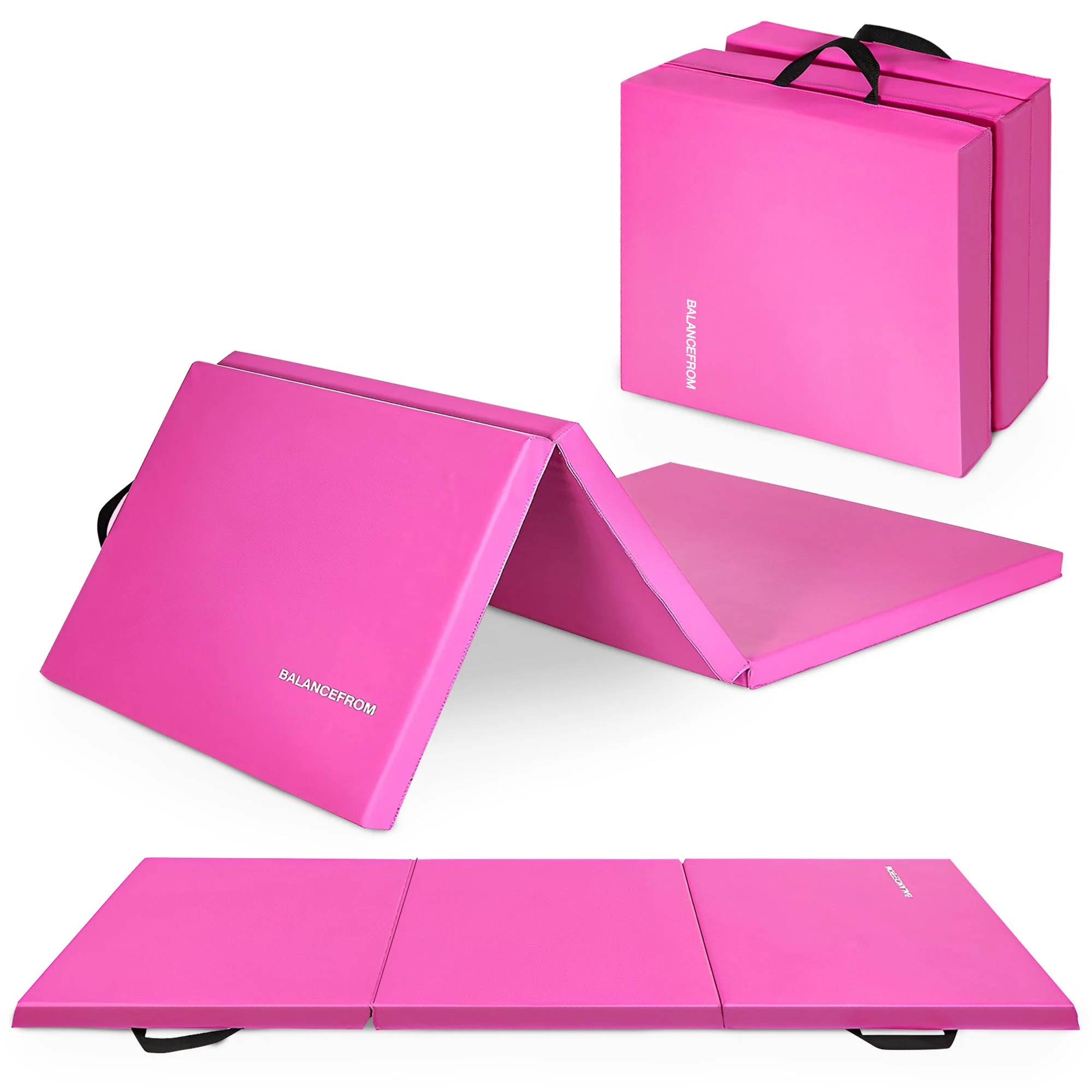 BalanceFrom Fitness GoGym 2 Inch Thick Tri Fold Folding Gymnastics Mat, Pink