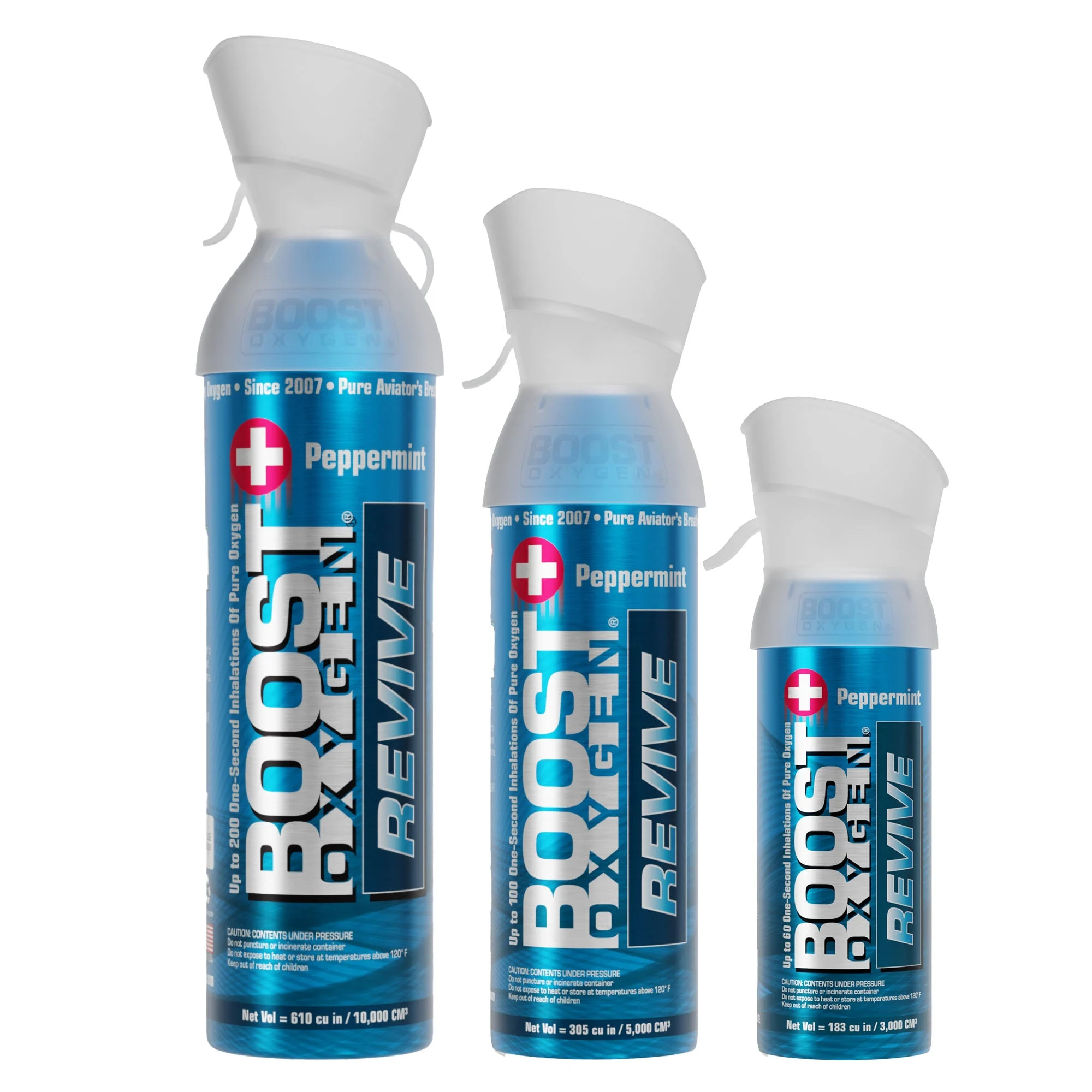 Boost Oxygen 3, 5, & 10L Supplemental Oxygen Can Bottle w/Mouthpiece, Peppermint