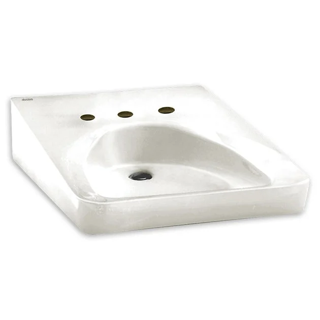 Wheelchair Accessible Wall-Mount Bathroom Sink with 3 Faucet Holes (10-1/2" Centers)