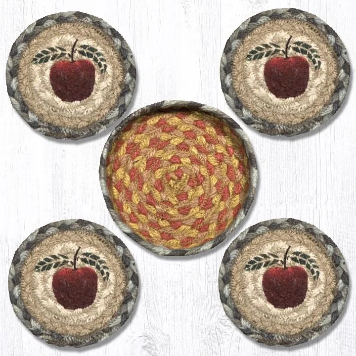 Earth Rugs CNB-42 Apple Coasters in a Basket 5``x5``