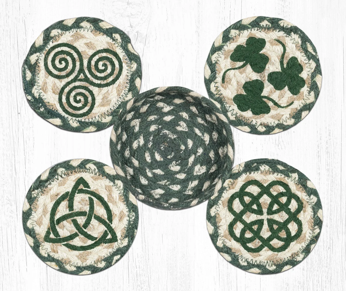 Earth Rugs CNB-605 Irish Coasters in a Basket 5``x5``
