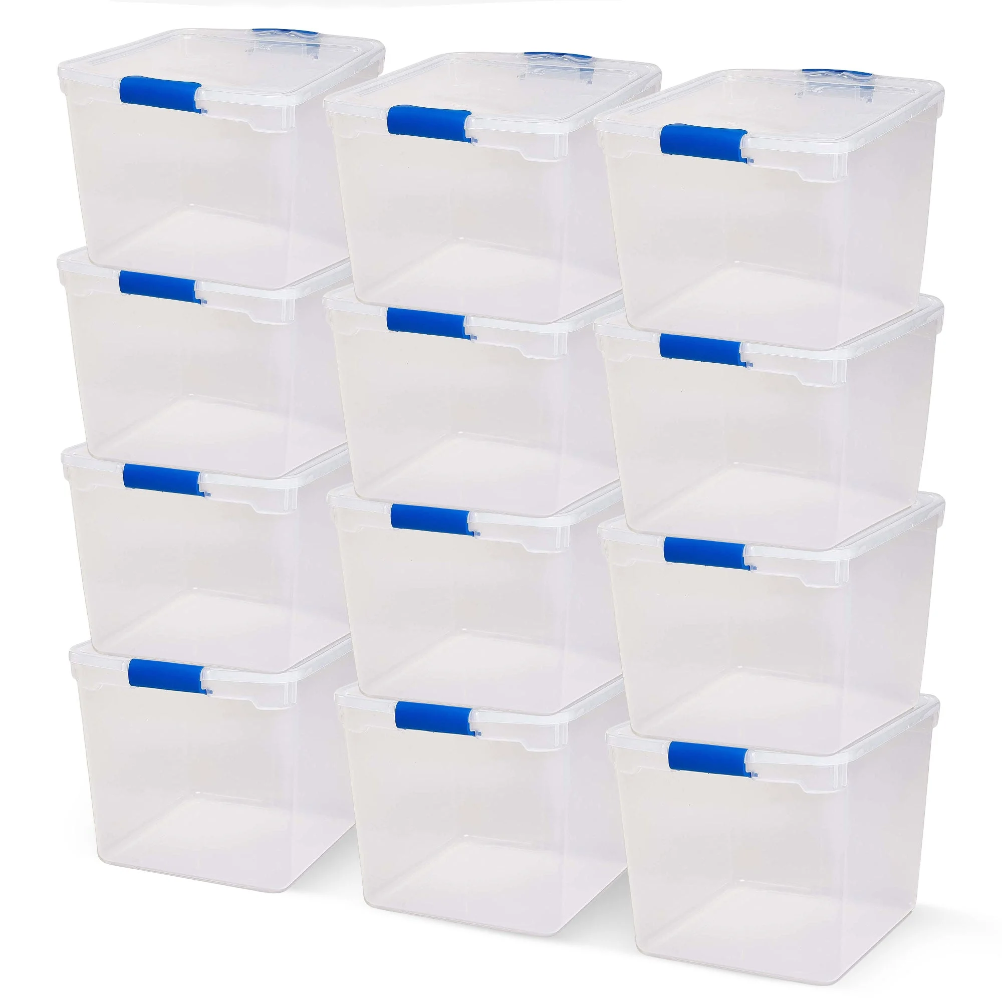 Homz 31 Quart Heavy Duty Clear Plastic Stackable Storage Containers, 12 Pack