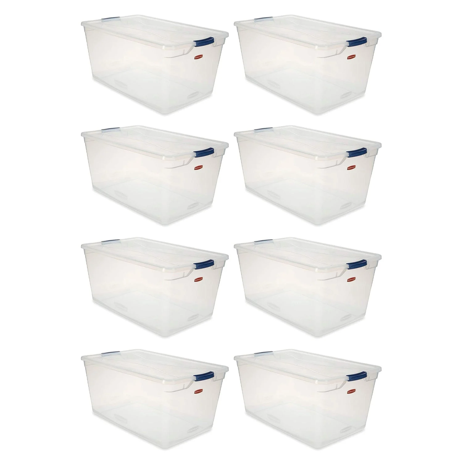 Rubbermaid Cleverstore 95 Quart Plastic Storage Container & Lid, Clear (8 Pack)