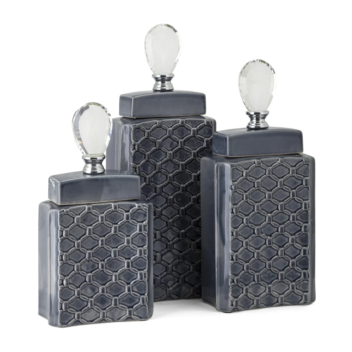 IMAX Worldwide Home Chesare Decorative Ceramic and Crystal Containers - Set of 3