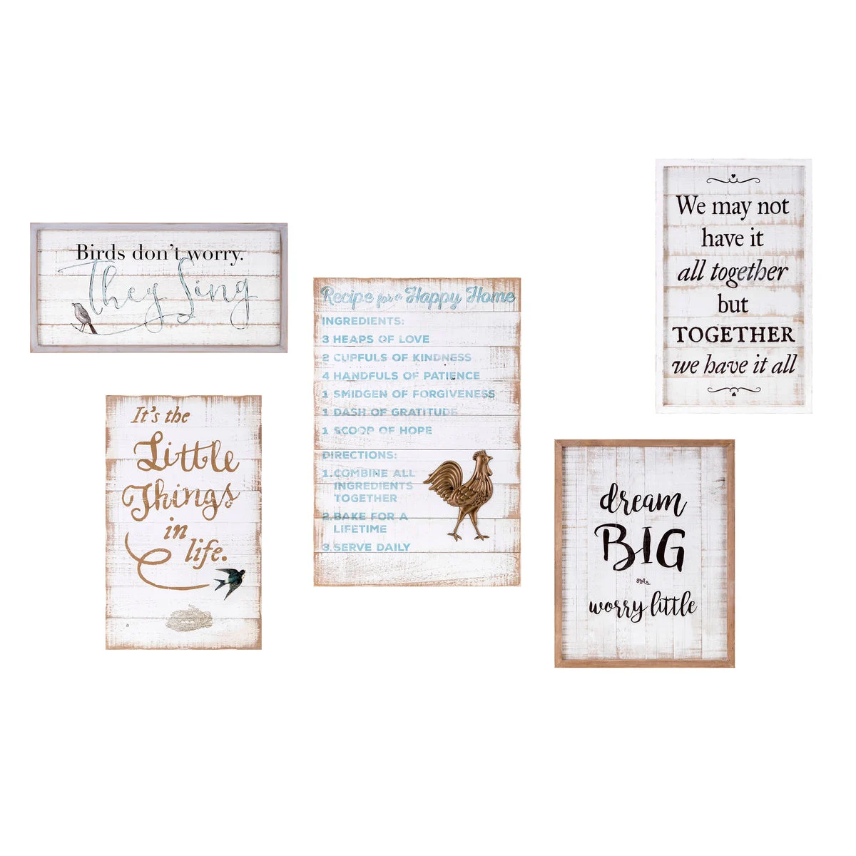 IMAX Worldwide Home TY Songbird Inspirational Wall Decors - Set of 5