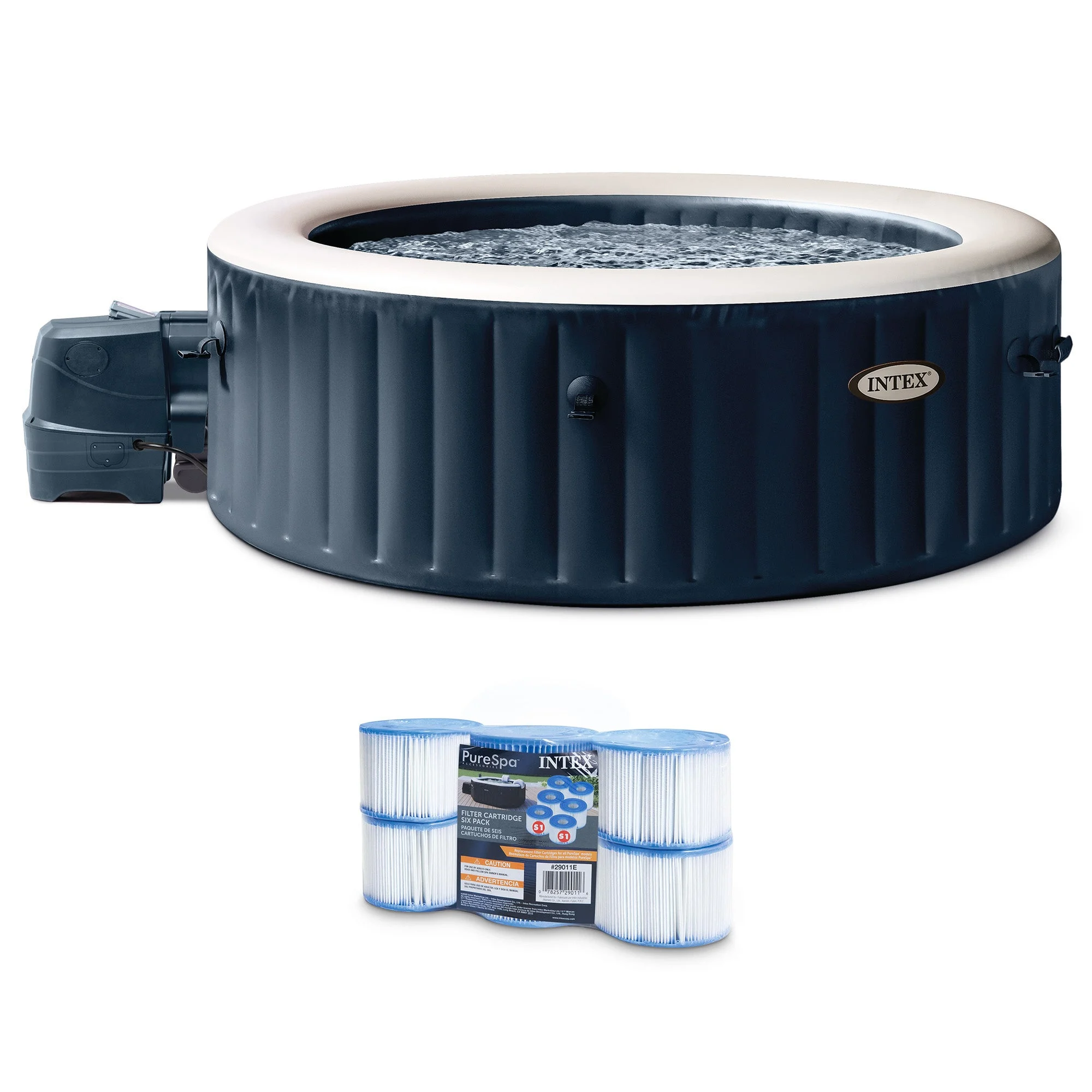 Intex PureSpa Plus Portable Inflatable Spa & Type S1 Filter Cartridges (6 Pack)