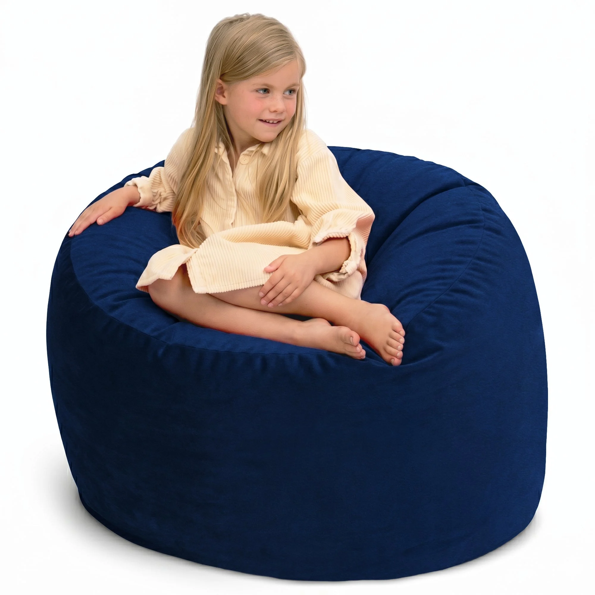 Ultimate Sack 3ft Bean Bag Chair, Oversized Indoor Comfy Lounger, Navy Suede