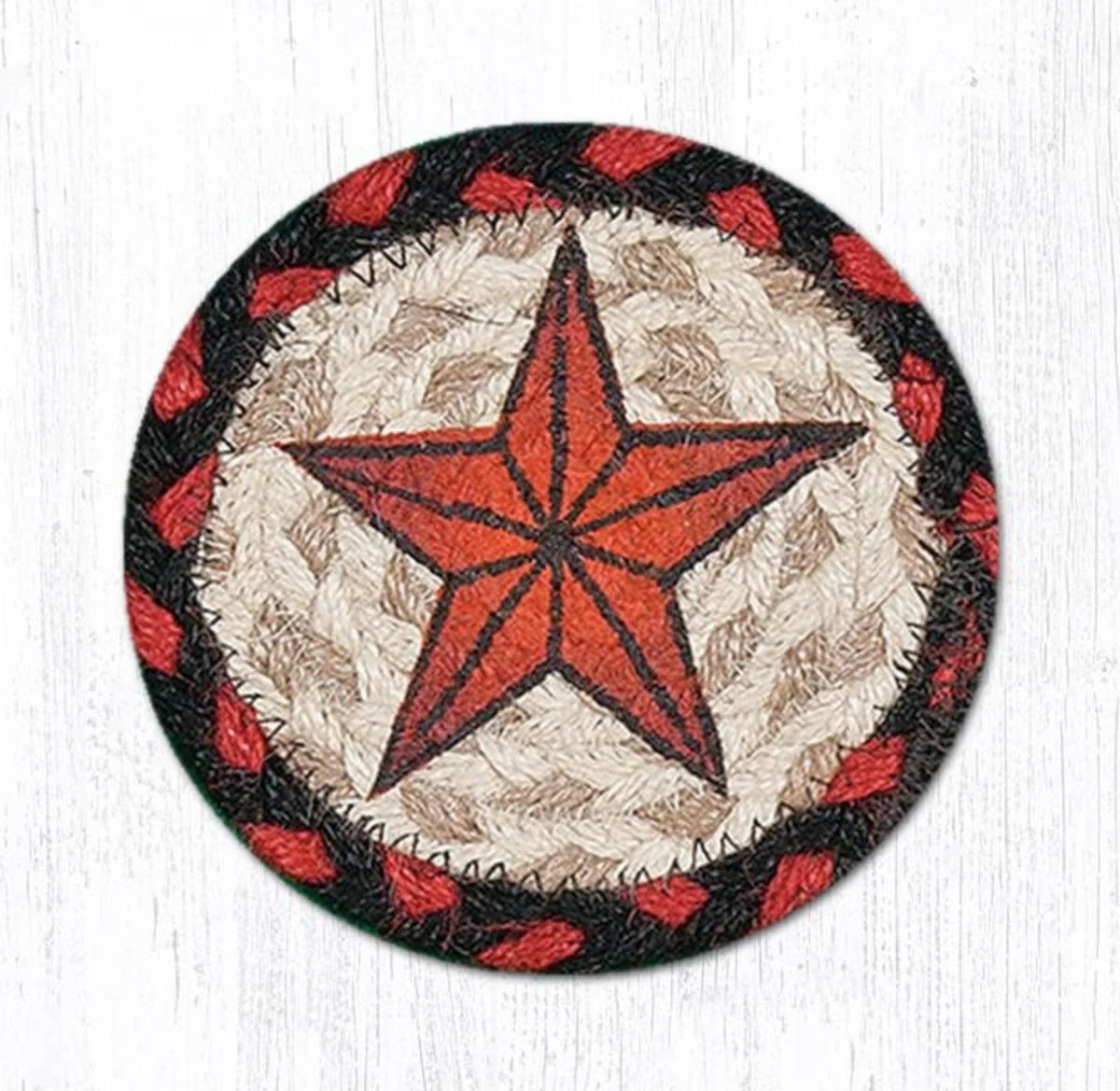 Earth Rugs Barn Star Printed Round Coaster – 5" Eco-Friendly Table Protection