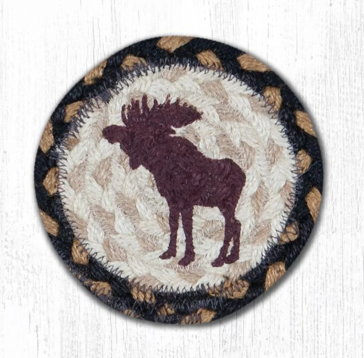 Earth Rugs Bull Moose Printed Round Coaster – 5" Eco-Friendly Table Protection