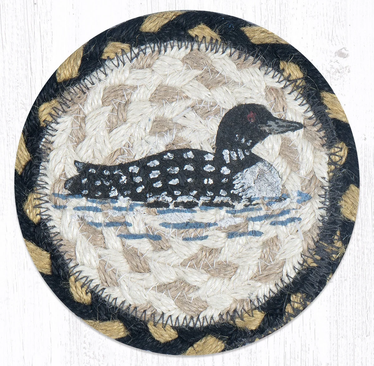 Earth Rugs Loon Printed Round Coaster – 5" Eco-Friendly Table Protection