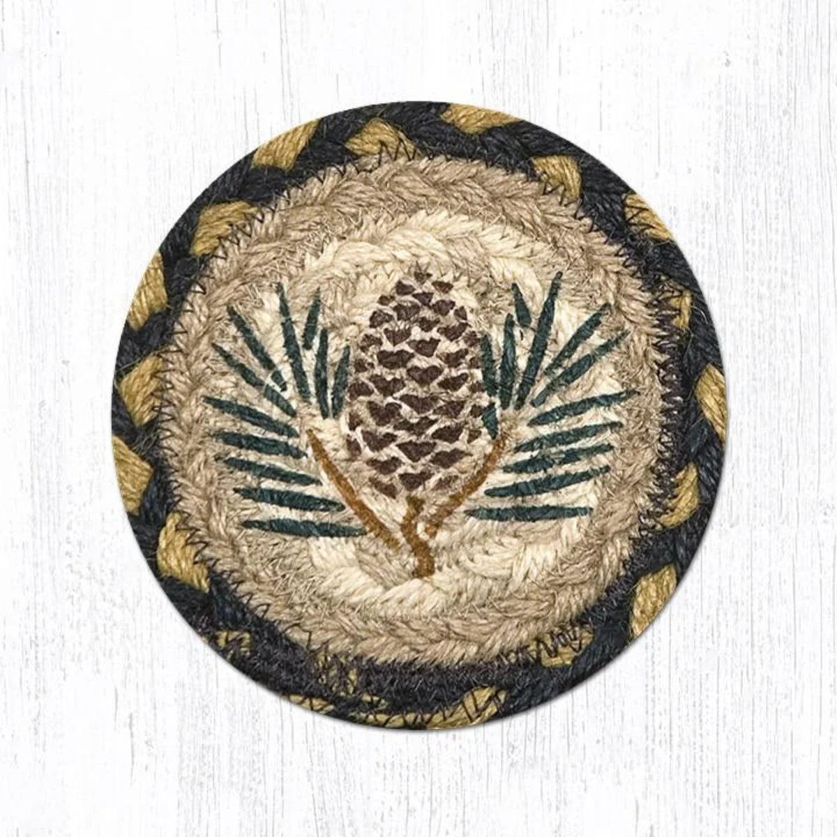 Earth Rugs Pinecone Printed Round Coaster – 5" Eco-Friendly Table Protection