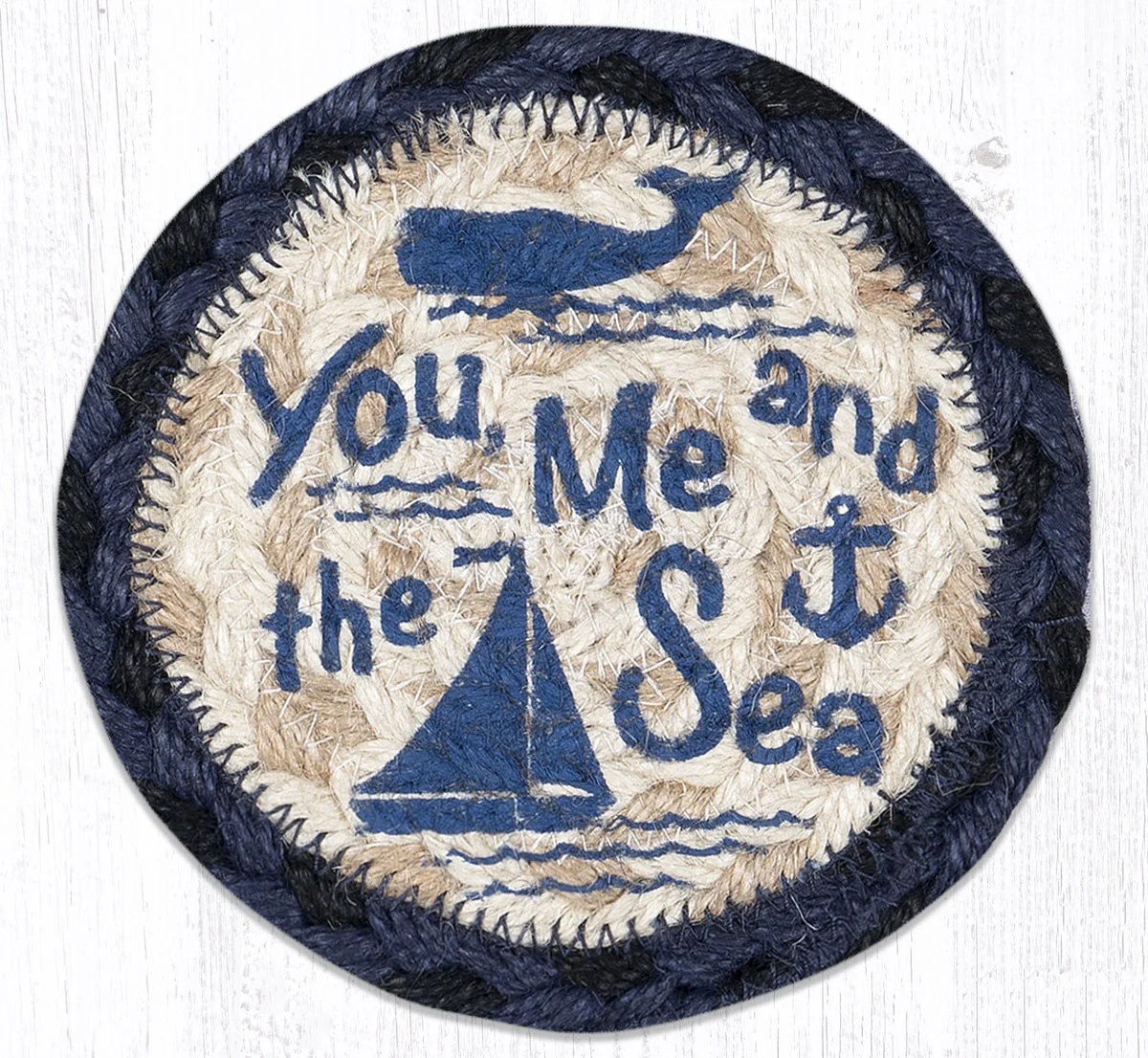 Earth Rugs 5" You, Me and the Sea Coaster – Nautical Farmhouse Printed Table Accessory