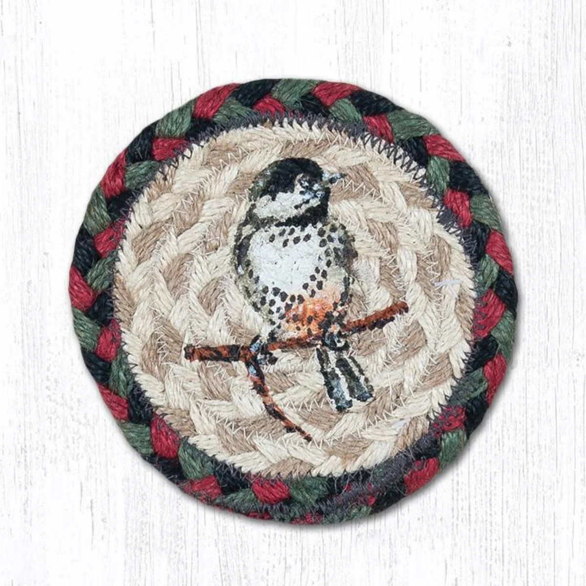 Earth Rugs Chickadee Printed Round Coaster – 5" Eco-Friendly Table Protection