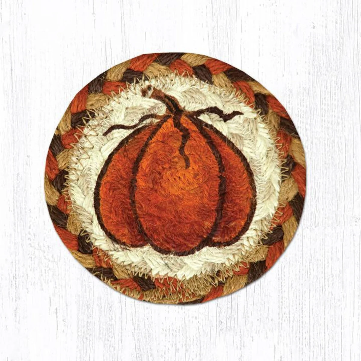 Earth Rugs 5" Harvest Pumpkin Round Coaster – Eco-Friendly Printed Table Protection