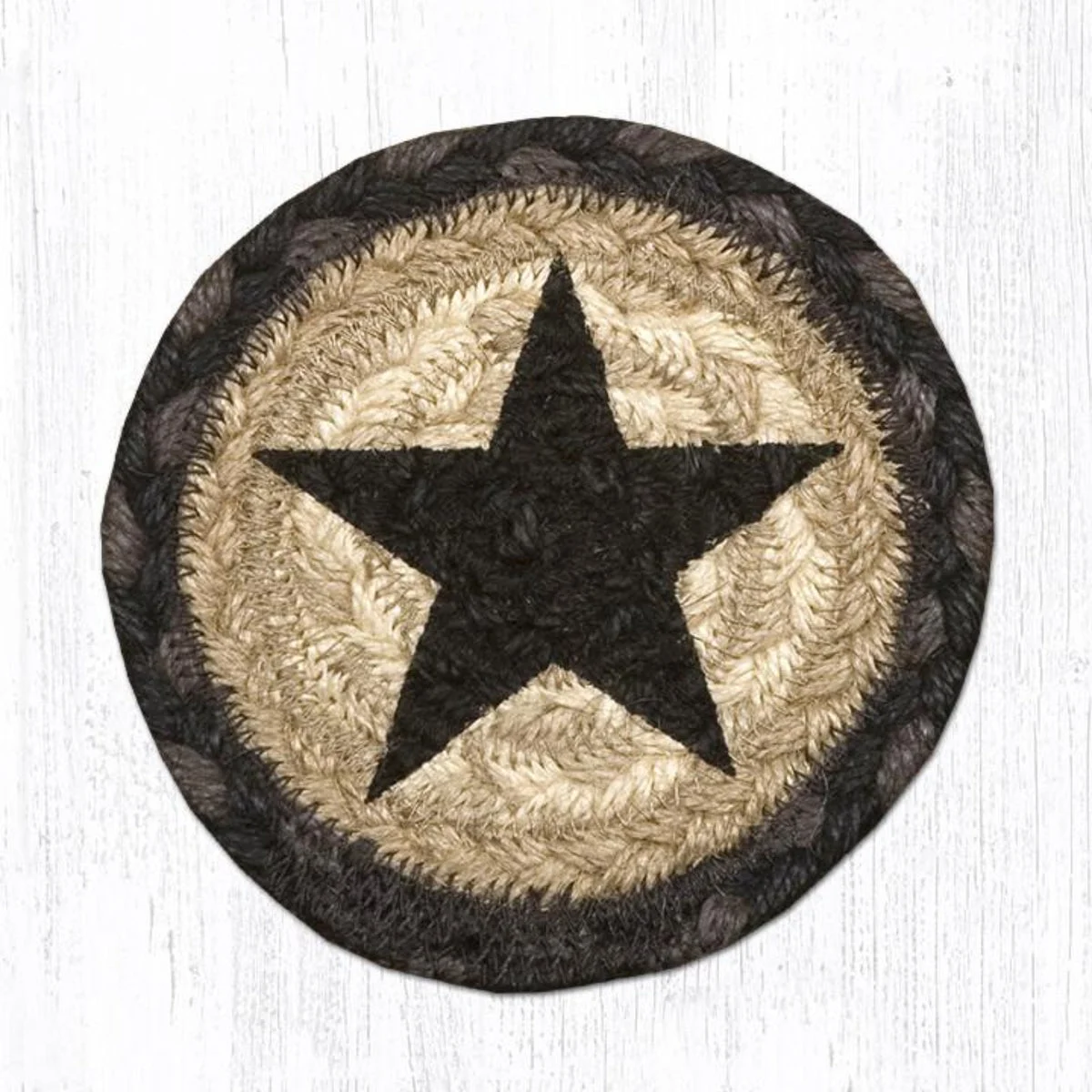 Earth Rugs Black Star Printed Round Coaster – 5" Eco-Friendly Table Protection