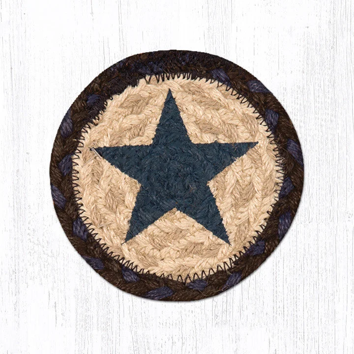 Earth Rugs Blue Star Round Coaster – 5" Eco-Friendly Country Home Accent