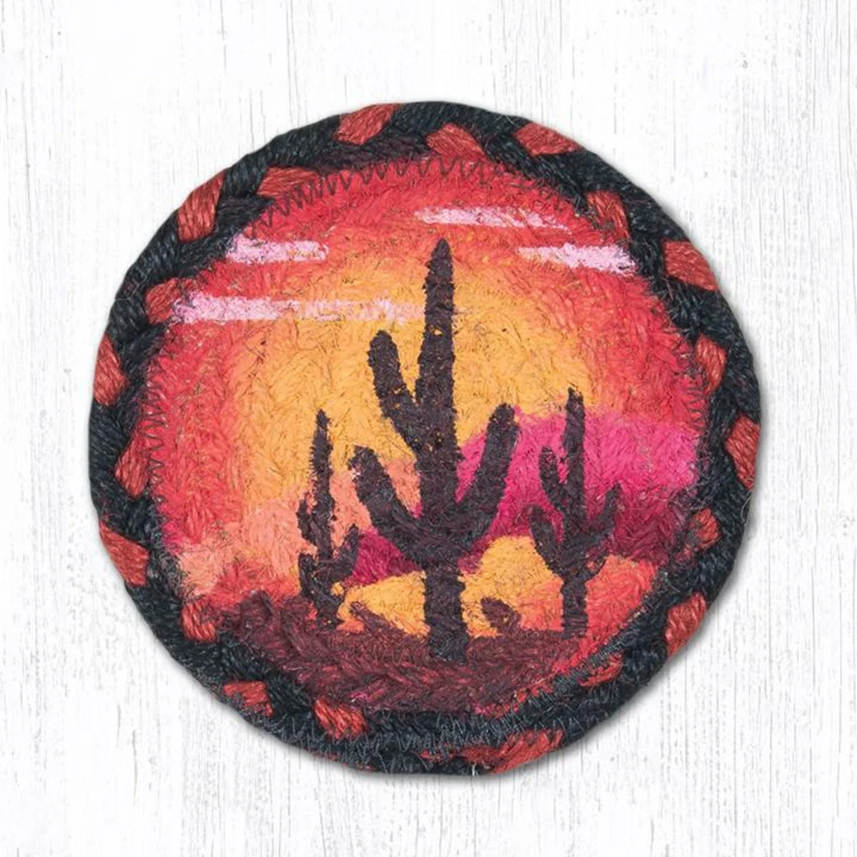 Earth Rugs Desert Sunset Printed Coaster 5" – Rustic Southwest Table Protector