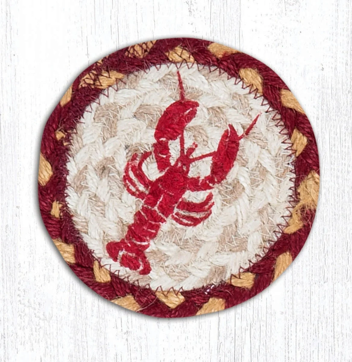 Earth Rugs Nautical Lobster Printed Coaster – 5" Round Rustic Accessory